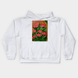 A bunch of wildflowers in pink . Kids Hoodie